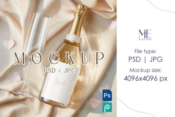 Elevate Your Brand with a 3x4 Champagne Label Mockup