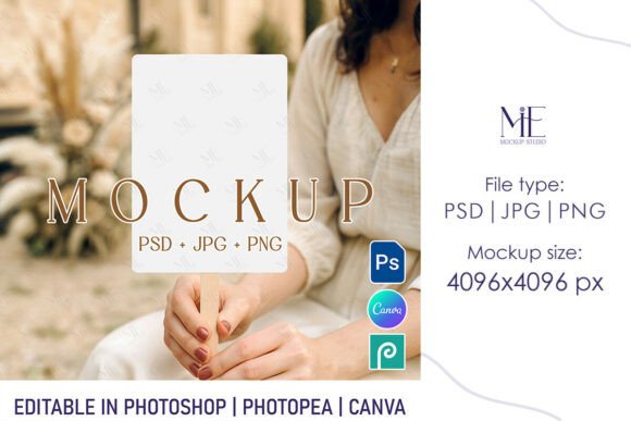 Elevate Your Wedding Brand with a Realistic Hand Holding Program Fan Mockup