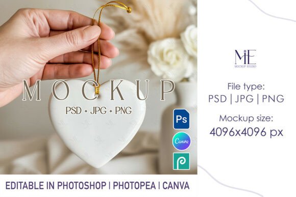 Evaluating the Heart Ceramic Ornament Mockup PSD PNG for Professional Design Presentations