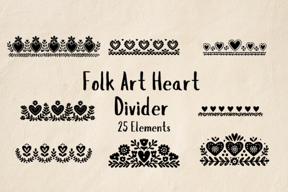 Folk Art Heart Dividers: Timeless SVGs for Elegant Design