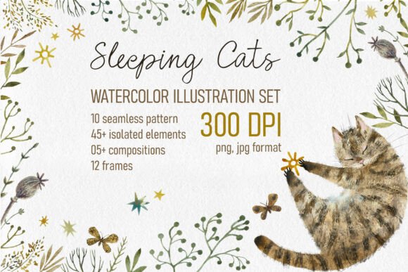 Sleeping Cats: A Practical Resource for Hand-Painted Design Assets