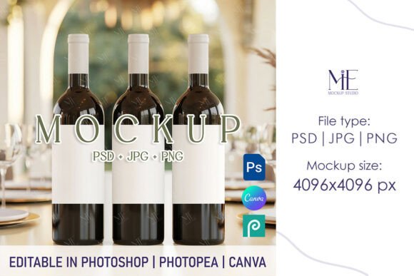 Strategic Brand Presentation with the Wine Bottle Label Mockup Set 4x6 PSD PNG