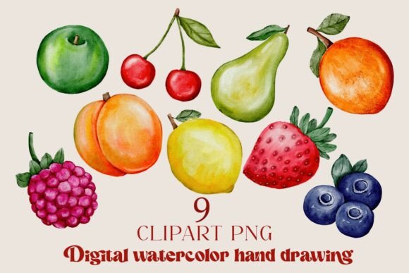 Vibrant Watercolor Tropical Fruits Clip Art PNG
